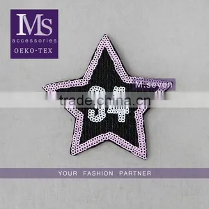 100% Fashion Design Embroidery Sequin Patch With Applique Embroidery Star Patches Three Color Design for Cloting thumbnail-1