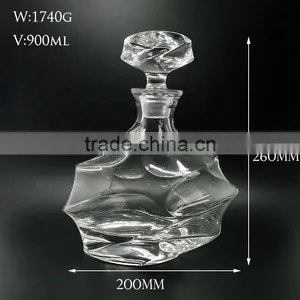 900ml Glass Whiskey Decanter With Special Shape Glass Wine Decanter, Glass Decanter thumbnail-3