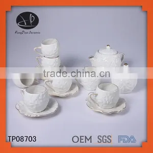 Porcelain Dinnerware With Gold Rim and Decals Embossing,Luxury Porcelain Dinner Set thumbnail-1