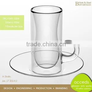 Heat Resisting Glass Custom Printed Tea Cups And Saucers Wholesale thumbnail-4