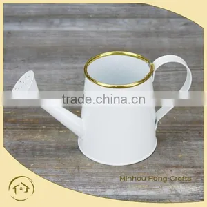White Painted Metal Flower Watering Can thumbnail-1