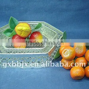 Silver Hexagonal Wire Storage Fruit Basket Primitive Home Decor thumbnail-1
