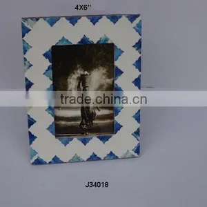 Blue and Wihte Moroccan Cut Work Bone Mosaic Photo Frame Available in All Photo Sizes thumbnail-1