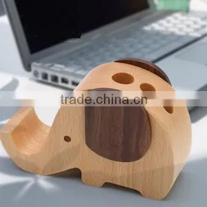 Elephant Design Wooden Desk Pen Holder thumbnail-5