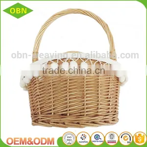 China Factory Sales Cheap Handmade Oval Willow Wicker Empty Easter Gift Basket thumbnail-5