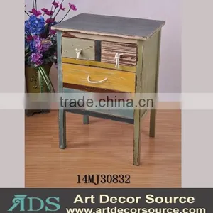 Shabby Chic Wooden Small Corner Table With 4 Drawers thumbnail-1
