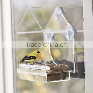 2017 Eco-friendly Factory Wholesale Custom Acrylic Window Bird Feeder, Transparent Hanging Wild Bird Feeder thumbnail-6
