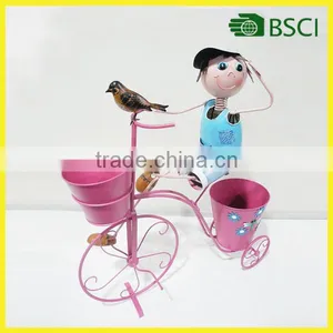 Hot Selling Doll With Bicycle Theme Vase Metal Decoration Metal Low Factory Price thumbnail-1