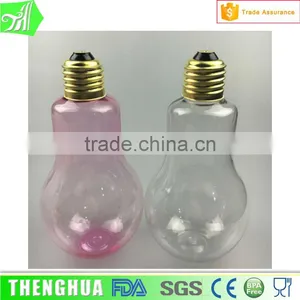 Unique Shape Plastic Light Bulb Bottle With Screw Lid For Beverage thumbnail-1