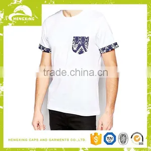 OEM New Design Round Neck 100% Cotton Blank Pocket T Shirt Wholesale thumbnail-1