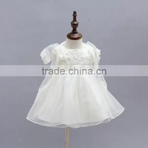 Latest Design Hot Sale Summer Dress 2017 Wholesale Silk Baby Clothing Kids White Short Sleeve Baby Girl Floral Tutu Dress thumbnail-2