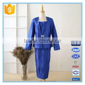 100% Polyester Three-piece Suit Dark Blue Wholesale Women Church Suits thumbnail-1