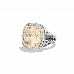 Two Tone CZ Studded With Big Gemstone Ring thumbnail-1