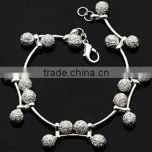 Fashion Silver Plated Bracelets, Fashion Ball Charm Chain Jewelry thumbnail-1