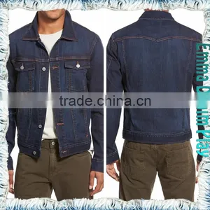 2016 Vogue Special Designer Mens Metal Copper Buttons Blue Denim Jackets Wholesale thumbnail-4