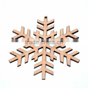 Rustic Snowflake Christmas Tree Decorations Laser Cut From Natural Wooden thumbnail-4