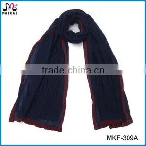 Elegant Women's Fashion Two Tone Crinkled Viscose Scarf thumbnail-1