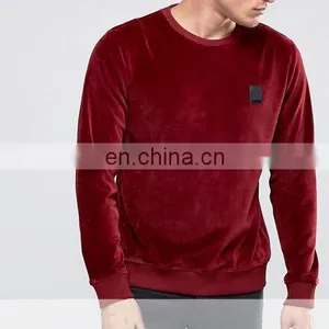 Soft Velour And Ribbed Trims Embroidered Logo Sweatshirt Fashion thumbnail-1