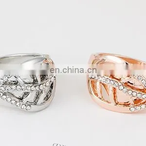 Engagement Women Rings Jewelry Gold Color Fashion White AAA CZ Cubic Zirconia Leaves Ring For Female Wedding Gift thumbnail-6