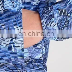 Blue Hooded Printed Women Custom Windbreaker Jacket thumbnail-5