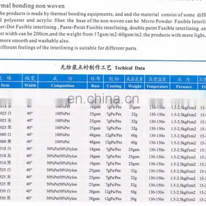 100% Polyester 1050h Interlining Nonwoven Fusing Interlining Fabric thumbnail-6