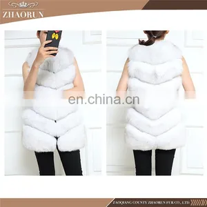 2016 Fashion Long Type Real Fur Coat Dyed Fox FurJacket /Fox Fur Vest For Lady thumbnail-4