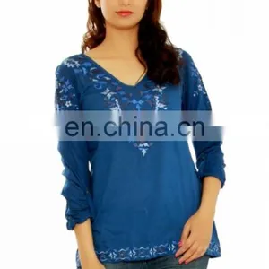 Western and Indian Designer Rayon Comfortable 3/4 Sleeve Top for Women and Girls thumbnail-1