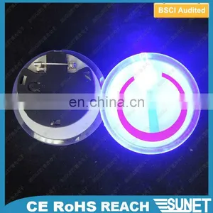 Night Club KTV Wholesale Led Flashing Custom Logo Circle Lapel Pin thumbnail-1