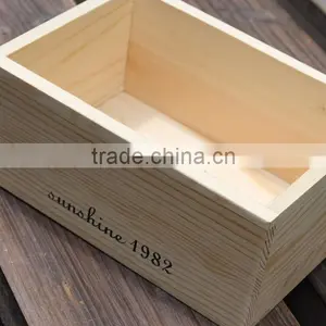 Silk Printing Logo Natural Color Solid Pine Wood Boxes thumbnail-2