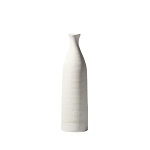 Grace Elegant Large White Hand Made Simple Ceramic Vase For Coffee Shop Living Room thumbnail-5