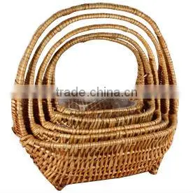 Empty Wicker Basket With Liner for Flower & Plant thumbnail-1