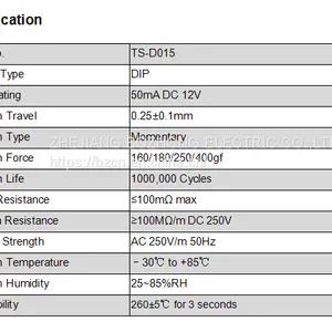 TS-D015 12v Round Long Foot PCB Tactile Switch Momentary Type Push Button Tact Switch thumbnail-3