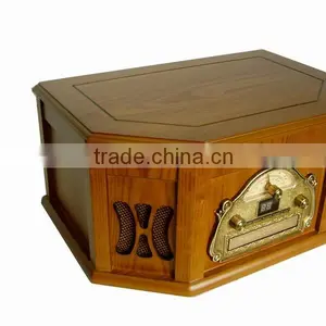 Back to 60s-Style! Wooden Gramophone&Multi Turntable&Jukebox Records With AUX Input/CD Player/AM,FM Radio/Cassette thumbnail-2