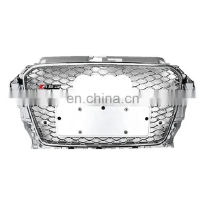 ABS Material Car Grill for Audi A3 8V RS3 High Quality Front Bumper Automotive Black Frame Grille 2014 2015 2016 thumbnail-5
