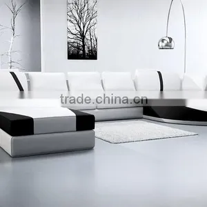 European Style Furniture White u Sharp Leather Sofa thumbnail-5