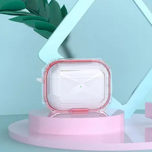 Factory Dropship Clear Cases for Airpods Pro 1 2 3 Earphone Headphone Shockproof Cover Hook Tpu Clear Case thumbnail-1