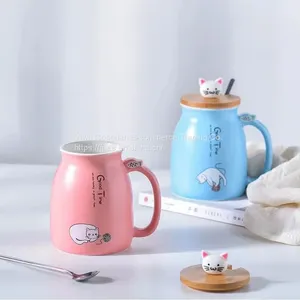 Cute Cartoon Cat Ceramic Cute Mug Mug With Lid Creative Mug Water Cup thumbnail-5