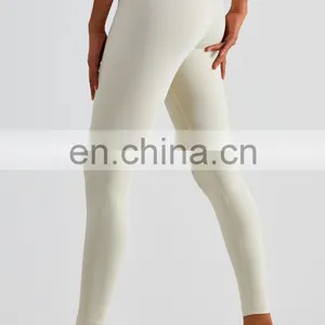 Sexy Peach Hip High Waist V Cut Cross Waist Yoga Leggings Hot Tummy Control Gym Fitness Workout Activewear Tight Pants For Women thumbnail-4