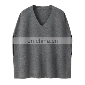 Women's Loose Knit V Neck Cashmere Sleeveless Sweater Vest New Spring Autumn Collection 100% Cashmere Casual Style Front Logo thumbnail-4