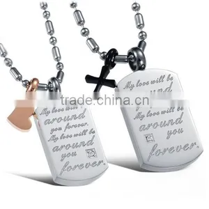 Wholesale Stainless Steel Square Plate With Letter Pendant for Lovers Small MOQ and Mix Order thumbnail-1