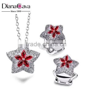Latest Trend Cocktail Party Colorful Red Cubic Zirconia Star Fancy Jewellery Set thumbnail-1