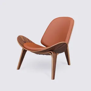Design Tripod Armchair in Cognac Full Grain Leather and Rosewood – Carl thumbnail-2