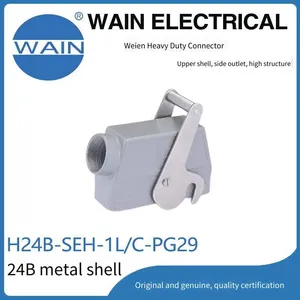 Wain Heavy-duty Connector H24b-seh-1l/c-pg29, Rectangular Connector With Metal 24b Housing, Aviation Plug thumbnail-1