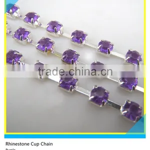 4 Rows Silver Based Glass Material Crystal Rhinestone Cup Chain For Dress thumbnail-6