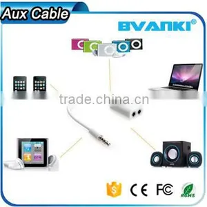 2016 Best Selling Products 3 Ring Male To 2 3.5mm Female TRRS AUX Audio Adapter Cable for Mobile Phone Express Supplier's Choice thumbnail-4