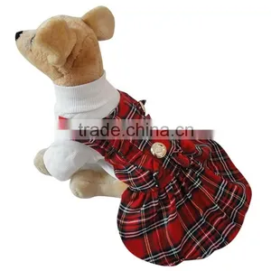 Wholesale Scotland Plaid Decorative Border Dog Skirt With White Collar thumbnail-2