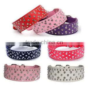 Manufacturer Selling Big Diamond Imitation Leather Pet Collar Beautiful Dog Collar thumbnail-2