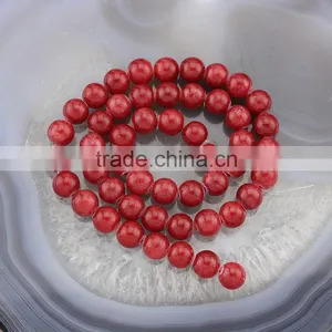 YJ1125-2 Wholesale Dark Red Round Dyed Jade Stone Beads for Jewelry Making thumbnail-1