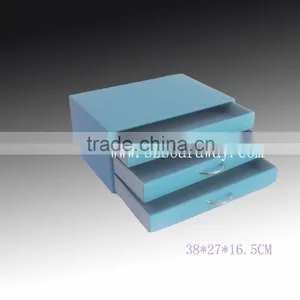 Hot Sell Pu Faux Leather 3 Drawers for A4 Paper Sorter Desk Orgainser thumbnail-1