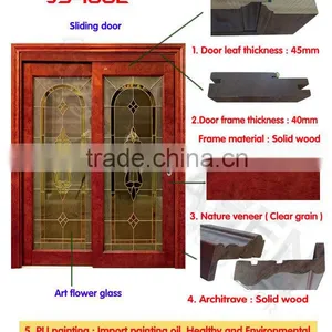 Equal Double Leaf Birch Solid Wood Glass Corridor Door thumbnail-3